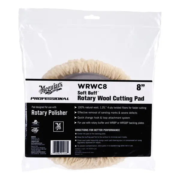 Meguiars WRWC8 Soft Buff Rotary Wool Cutting Pad
