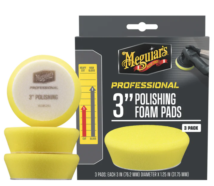 Esponjas de pulido de espuma profesionales Meguiar's, M3PFP3 - 3", amarillas (paquete de 3)
