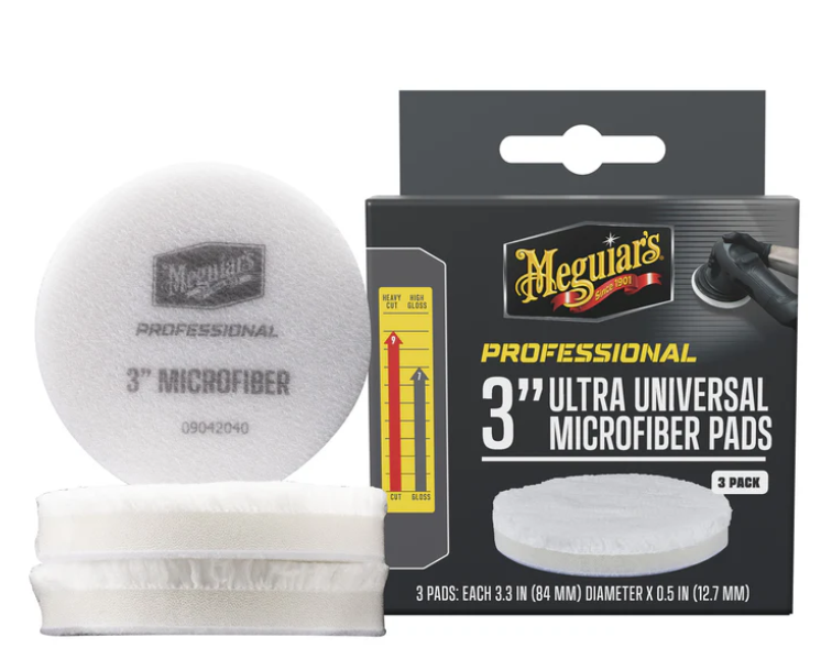 Almohadillas de microfibra universales Meguiar's Professional Ultra, M3MFP3, 3" (paquete de 3)