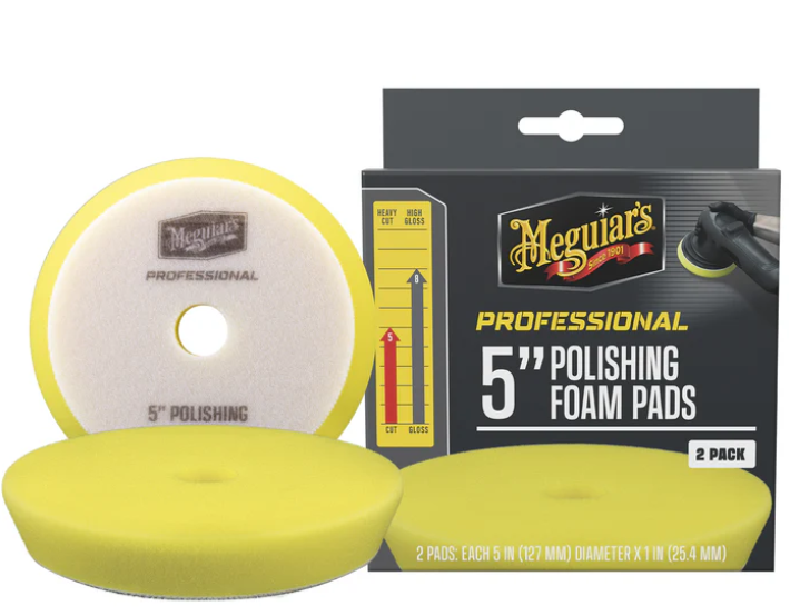 Esponjas de pulido de espuma profesionales Meguiar's, M5PFP2 - 5", amarillas (paquete de 2)
