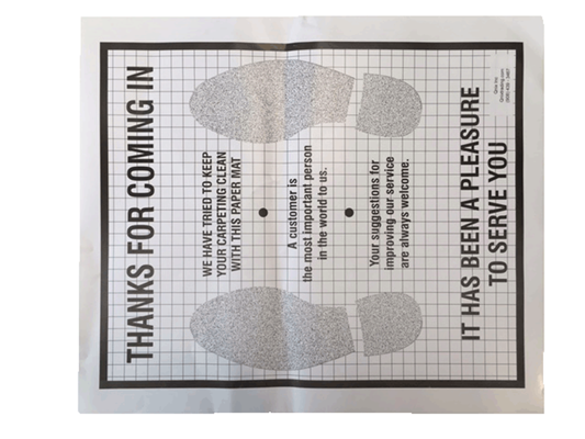 MAT-Poly500 Tapete de papel de primera calidad con respaldo de polietileno para impermeabilidad y durabilidad.