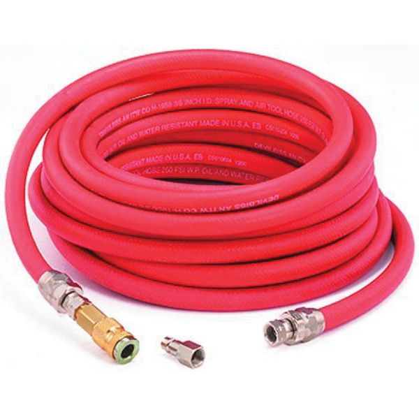 DevilBiss® 220054 3-Piece Reusable Air Hose Assembly, 35 ft, 3/8 in ID x 11/16 in OD, Synthetic Rubber