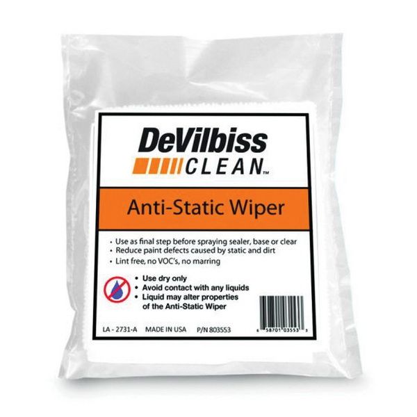 DevilBiss® DeVilbiss CLEAN 803553 Anti-Static Wiper, Fabric, White, Case Packing