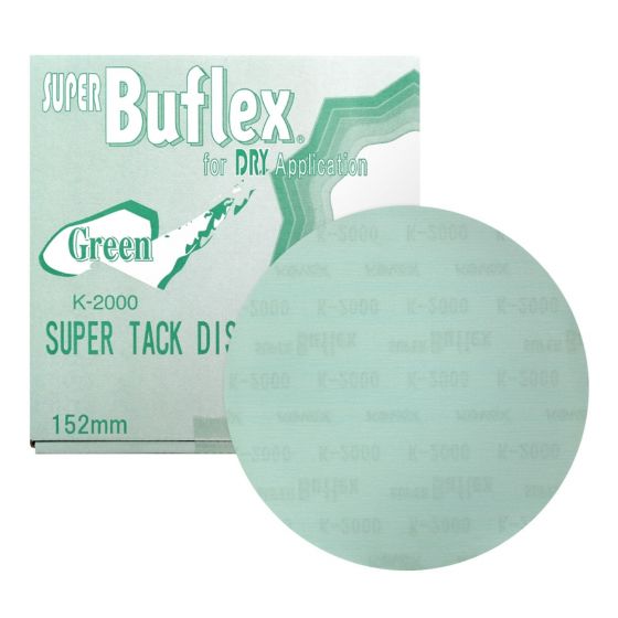 Disco Super Buflex 193-1505 de 6 pulgadas, grano 2000, verde, seco, con cierre de velcro, sin agujeros