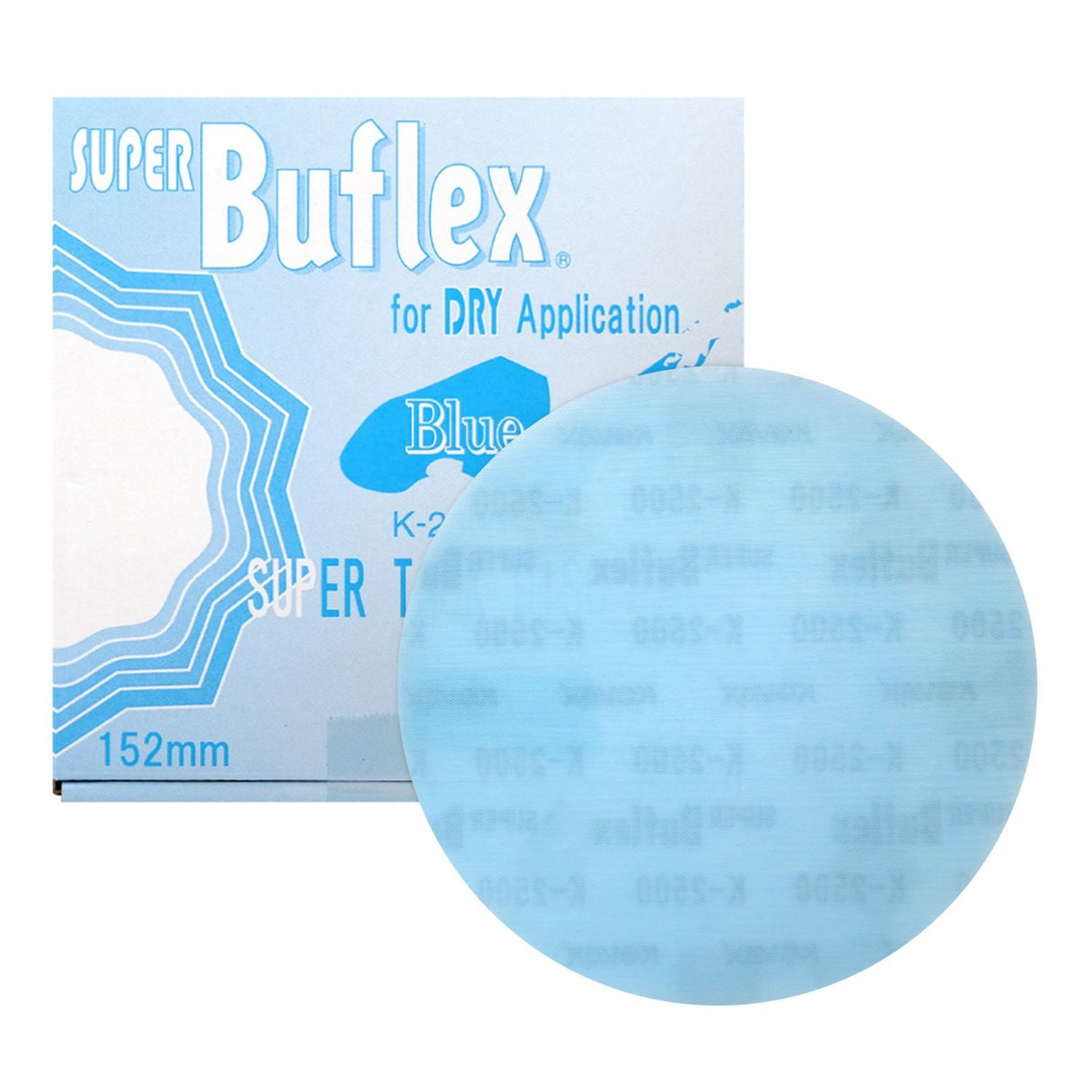 Disco Super Buflex 193-1506 de 6 pulgadas, grano 2500, azul, seco, con cierre de velcro, sin agujeros