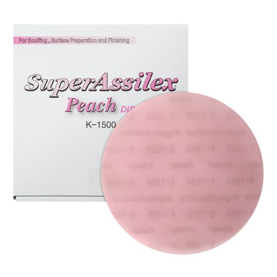 Disco de lijado Super Assilex 193-1507, 6" de diámetro, grano K1500, color melocotón, sin agujeros