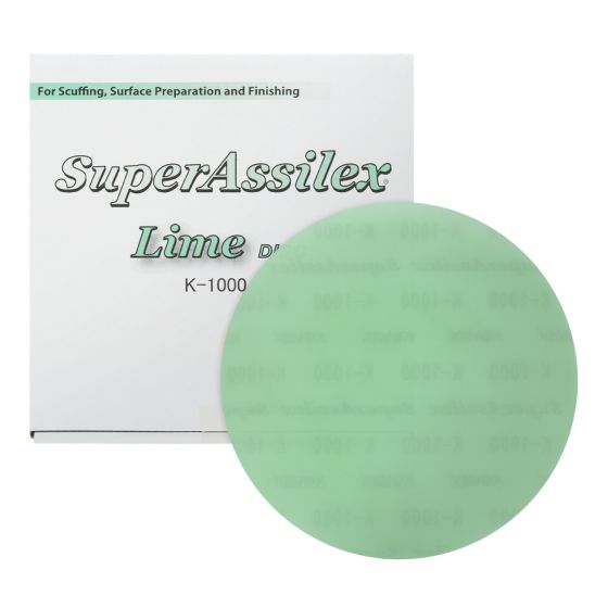 Disco de lijado Super Assilex 193-1509, 6 pulgadas de diámetro, grano K1000, lima, sin agujeros