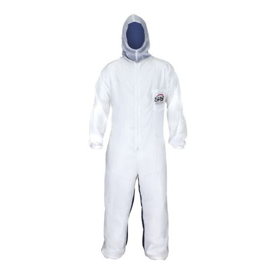 SAS® 6938 Moonsuit Coveralls, Large, Nylon Front/Cotton Back, Elastic Waist, Full Pullover Hood