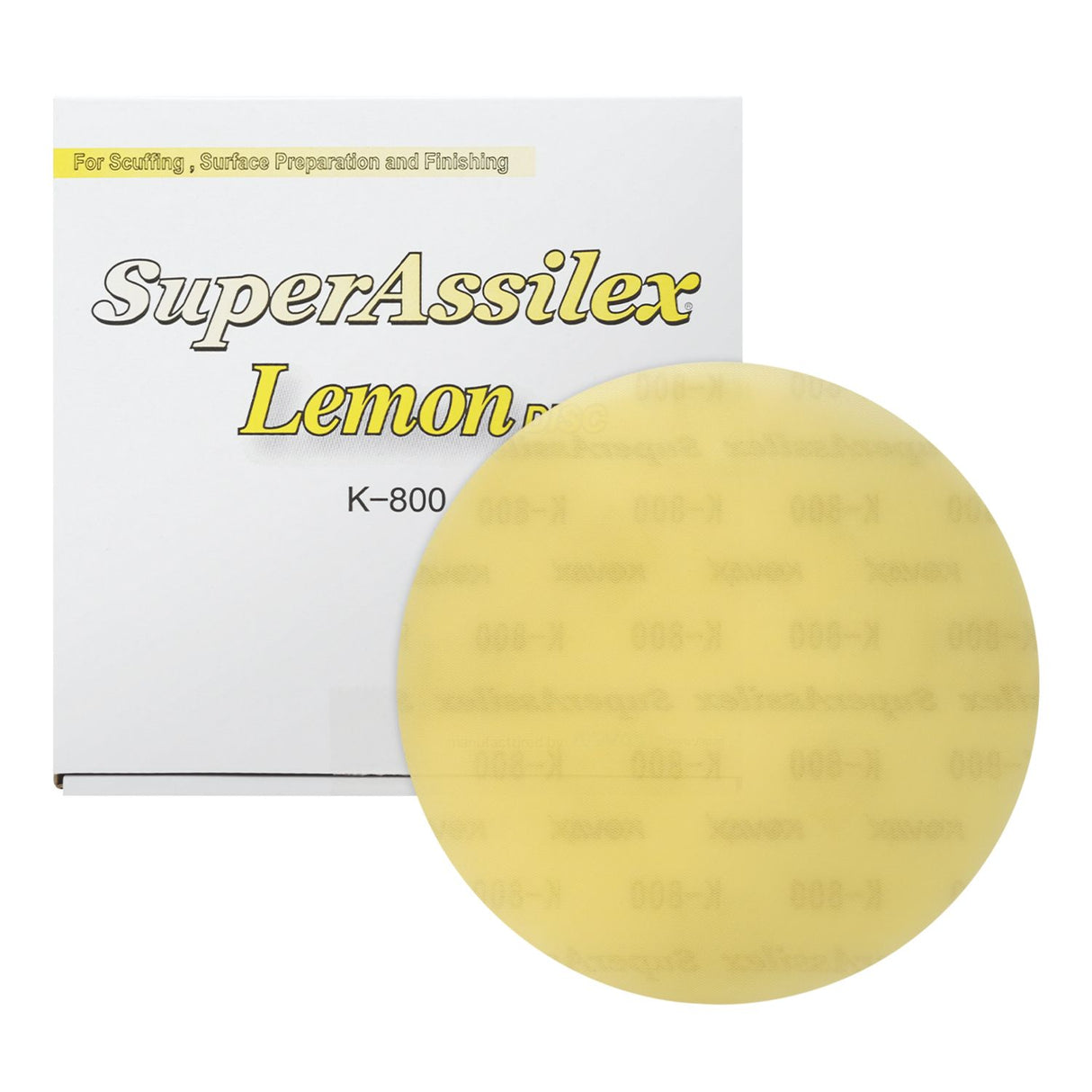 Super Assilex 193-1510 Sanding Disc, 6 in Dia, K800 Grit, Lemon, No Holes
