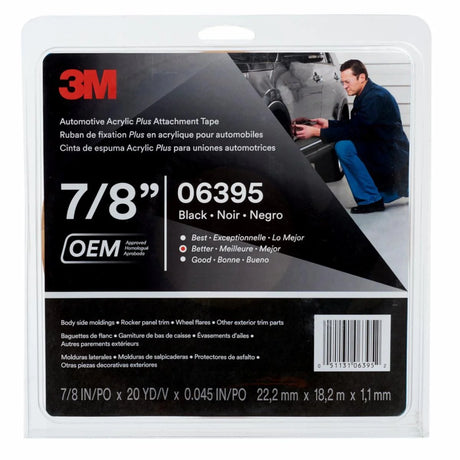 3M™ 06395 Acrylic Plus Series Automotive Attachment Tape, 10 yd x 78 in, 1.52 mm THK, Black