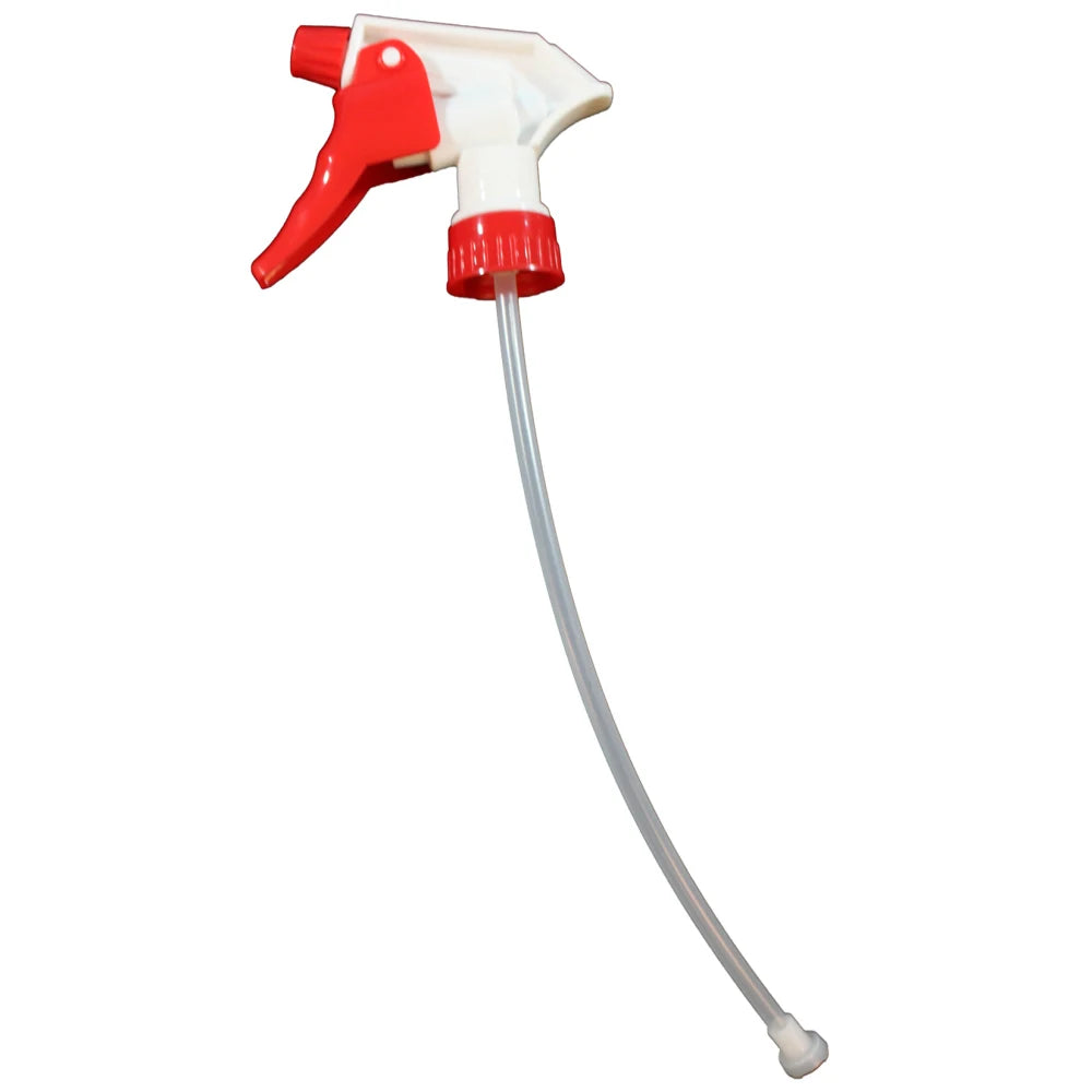 Chemical Resistant Trigger Sprayer w/ 10" Tube - Red/White