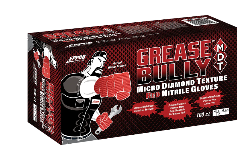 14043 Guante Eppco Grease Bully Grip ROJO 6 mil garrapatas Mediano
