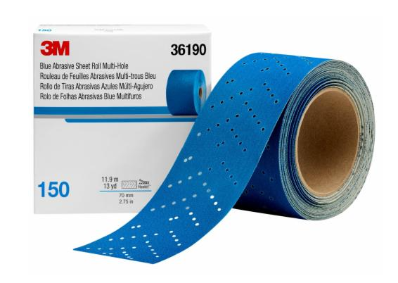 Rollo de hoja abrasiva azul 3M™ Hookit™ con múltiples orificios