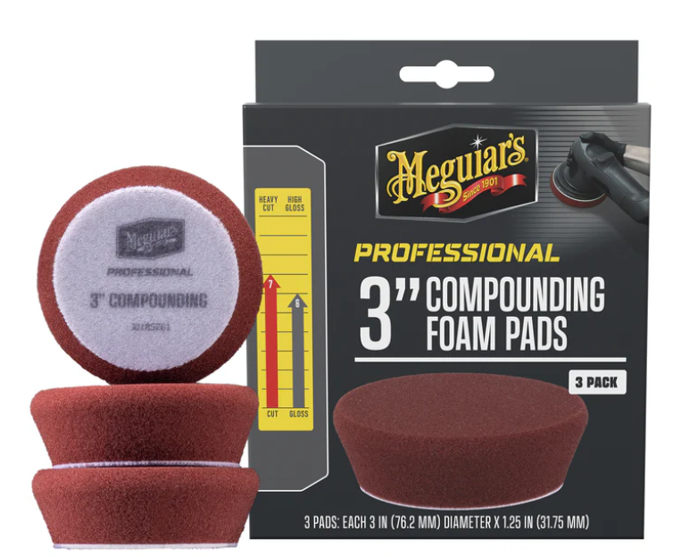 Meguiar's Professional Foam Compounding Pads, M3CFP3 - 3", Red (3 pack)