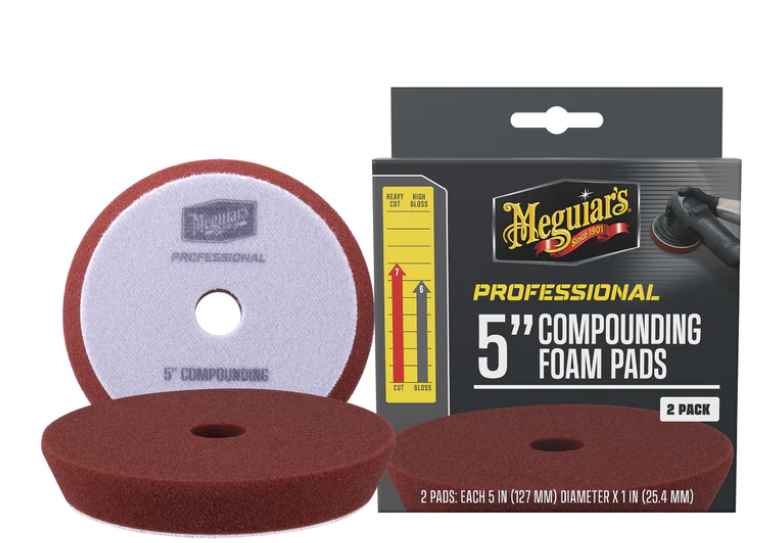 Meguiar's Professional Foam Compounding Pads, M5CFP2 - 5", Red (2 pack)