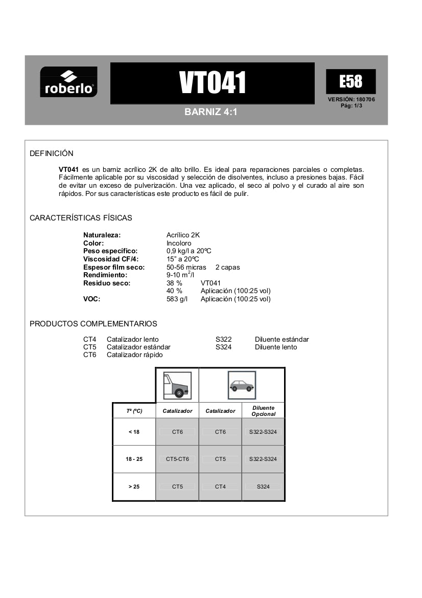 Kit Roberlo VT041 - Barniz transparente de secado lento (4,731 ml) - 4:1 (4,731 ml)
