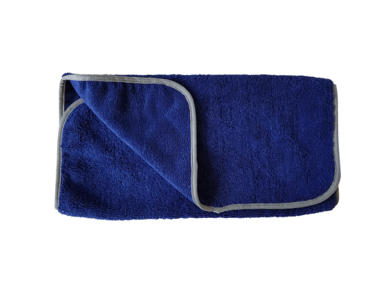 MFT500L-Blue MTT0HHLB Dualpile Microfiber Towel Dark blue with silver silk-wrap edge 16"x24"