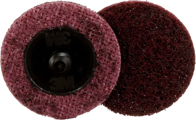 Scotch-Brite 07481 SC-DR Series No-Hole Surface Conditioning Disc, 2 in, Medium Grade, Aluminum Oxide, Maroon