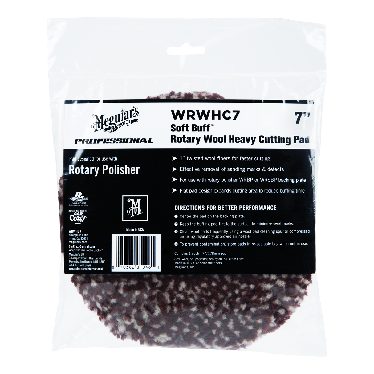 Meguiars WRWHC7 Soft Buff Rotary Wool Heavy Cutting Pad