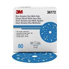 3M Blue 321U Abrasive Disc 36172 — 6 inch, 80 grit, multi-hole.