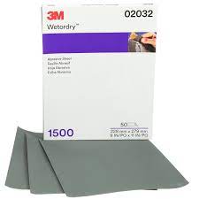 3M™ Wetordry™ Abrasive Sheet, 02032, 9 in x 11 in, 1500 grade, 50 sheets per carton
