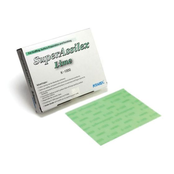 KOVAX® Super Assilex® 191-2507 Sanding Sheet, 130 mm W x 170 mm L, 1000 Grit, Aluminum Oxide Abrasive, Lime, Dry