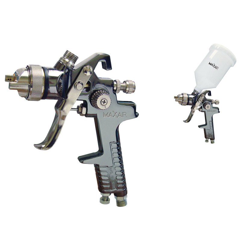 PRO-TEK MAXAIR W98-20 W98 Series HVLP Gravity Feed Spray Gun, 2 mm Nozzle, 600 mL Container, 8 to 11 cfm, 43 psi