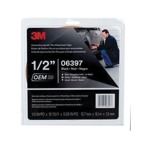Cinta de fijación automotriz 3M™ 06397, 10 yd x 1/2 in, 0,06 in de grosor, negra